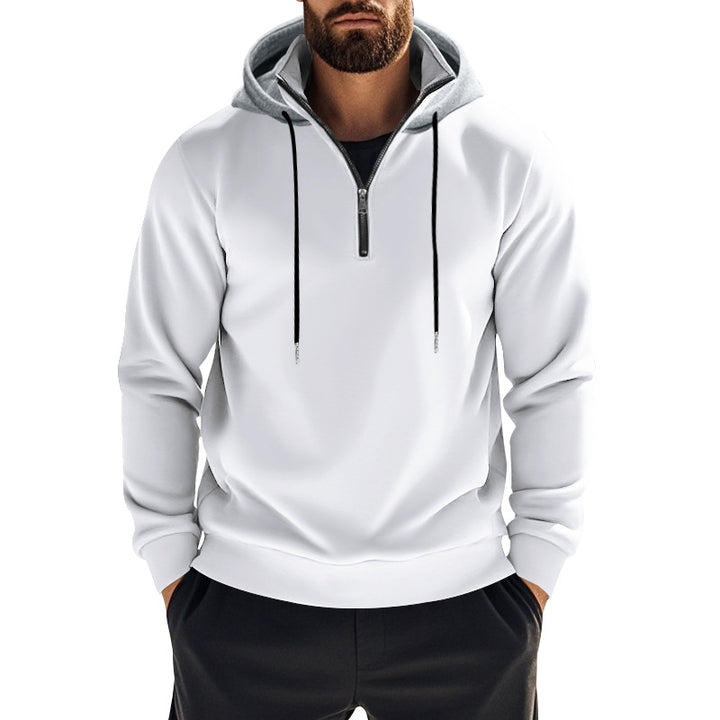 Herren nan sportives Kapuzen-Sweatshirt mit kurzem Frontreißverschluss, kontrastgefütterter Kapuze und elastischen Rippbündchen Echo Archiv