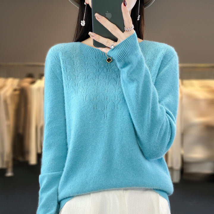 Damen Kuscheliger Midweight Rundhals-Pullover aus Angora-Blend mit feinem Flor und schmalem Bündchen Echoarchiv