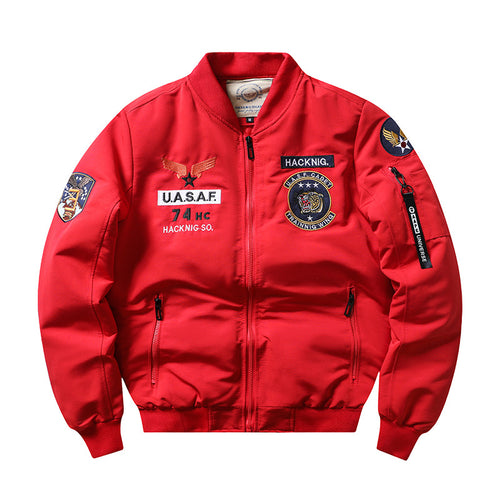 Herren  Insignia-bestickte leichte Pilot Bomberjacke mit Reißverschlussärmel Utility-Tasche Echo Archiv