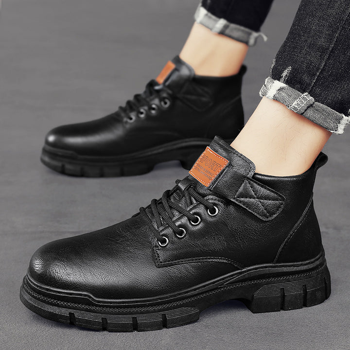 Herren Robuste Plateauschnür-Boots mit Klettlasche und profilierter Gummisohle Echoarchiv