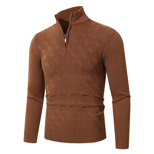 Herren modischer Strickpullover mit halbem Reißverschluss und strukturiertem Design Echoarchiv