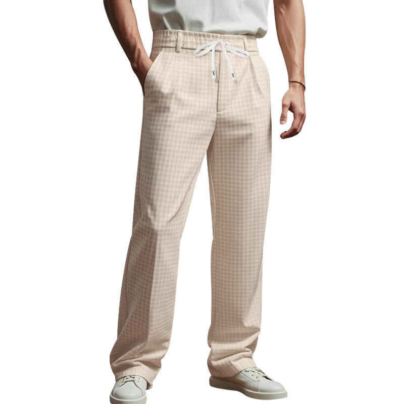 Herren Karierte Freizeit-Hose mit elastischem Bund und praktischen Taschen Echoarchiv