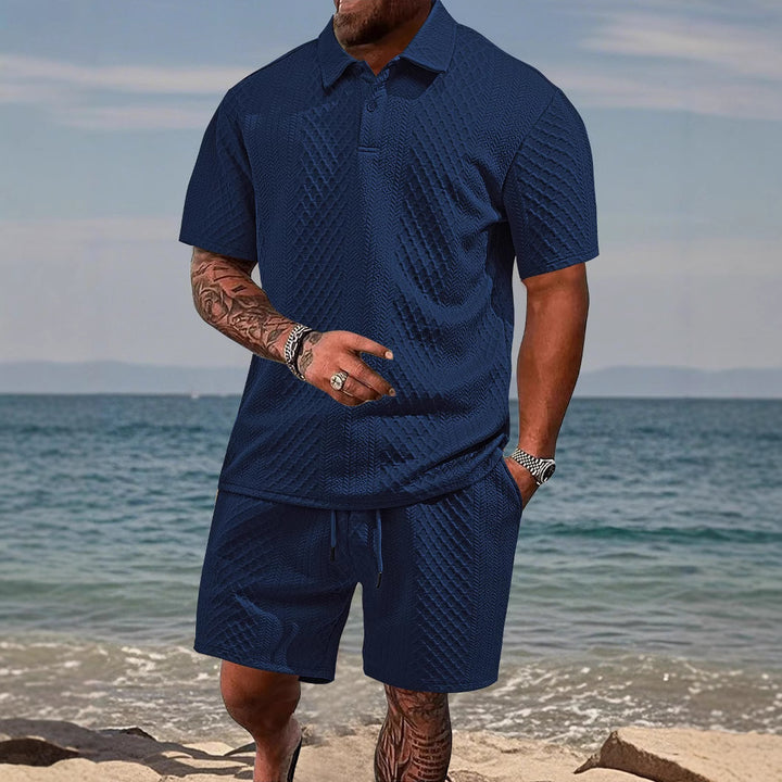 Herren Polo-Shorts-Set im strukturierten Design Echoarchiv