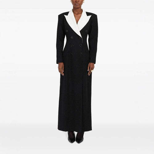 Damen Doppelreihiges Longblazer-Kleid mit taillierter Silhouette und Kontrastrevers Echoarchiv