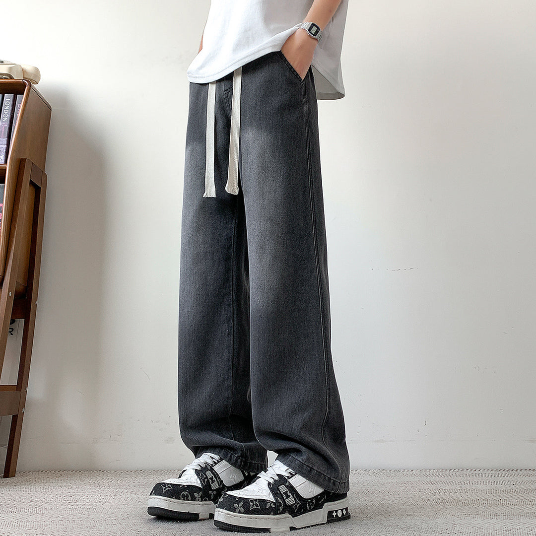 Herren weit geschnittene Denim-Hose mit verstellbarem Bund Echoarchiv