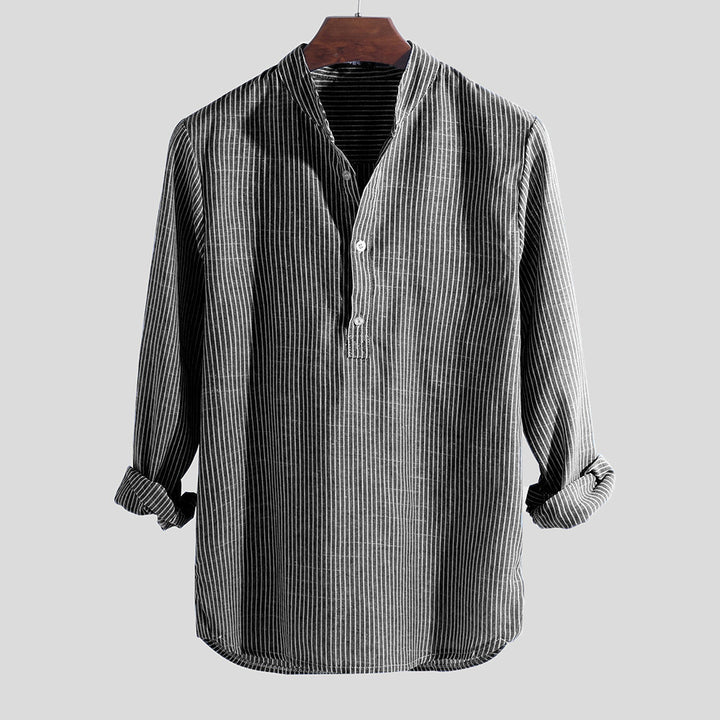 Herren Langarmhemd mit eleganten Streifen und modischem Knopfdesign Echoarchiv