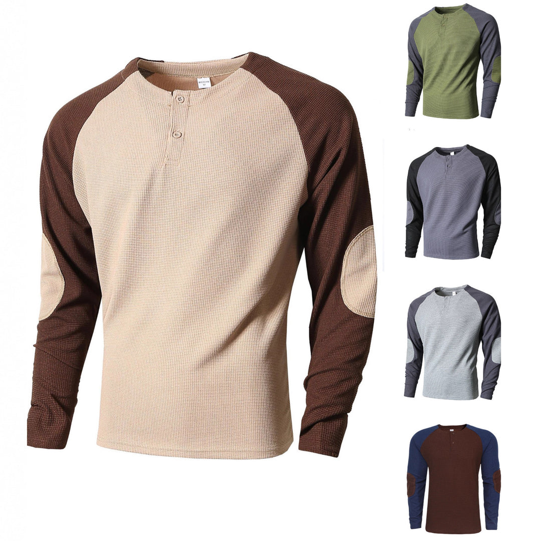 Herren Langarmshirt mit modischem Henley-Ausschnitt und strukturierten Ärmeln Echoarchiv
