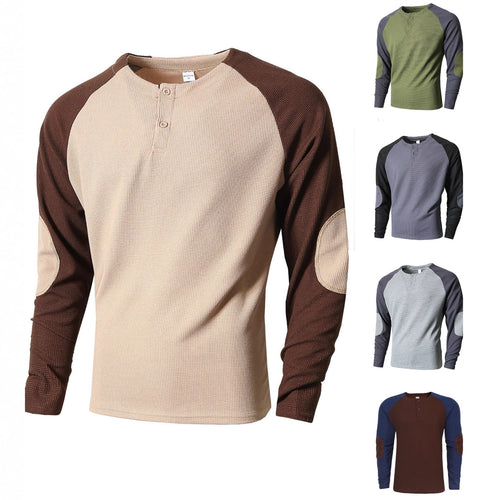 Herren Langarmshirt mit modischem Henley-Ausschnitt und strukturierten Ärmeln Echoarchiv