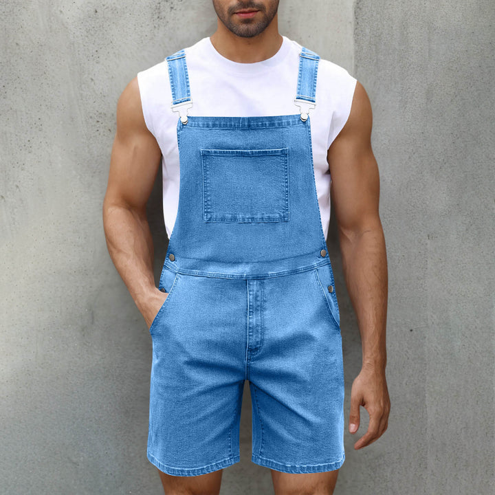 Herren Denim-Latzshorts mit modernen Taschen und verstellbaren Trägern Echo Archiv