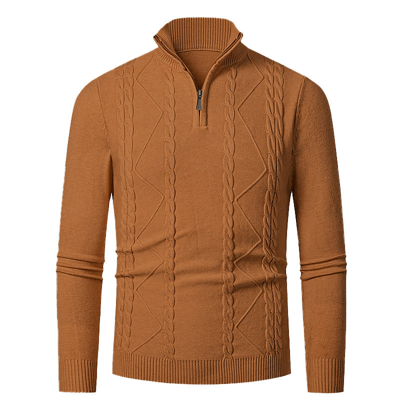 Herren Strickpullover mit Halb-Zip und strukturiertem Muster Echoarchiv