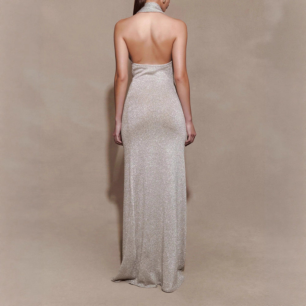 Damen Elegantes Maxikleid mit schimmerndem Stoff und raffiniertem Wickeldetail Echo Archiv