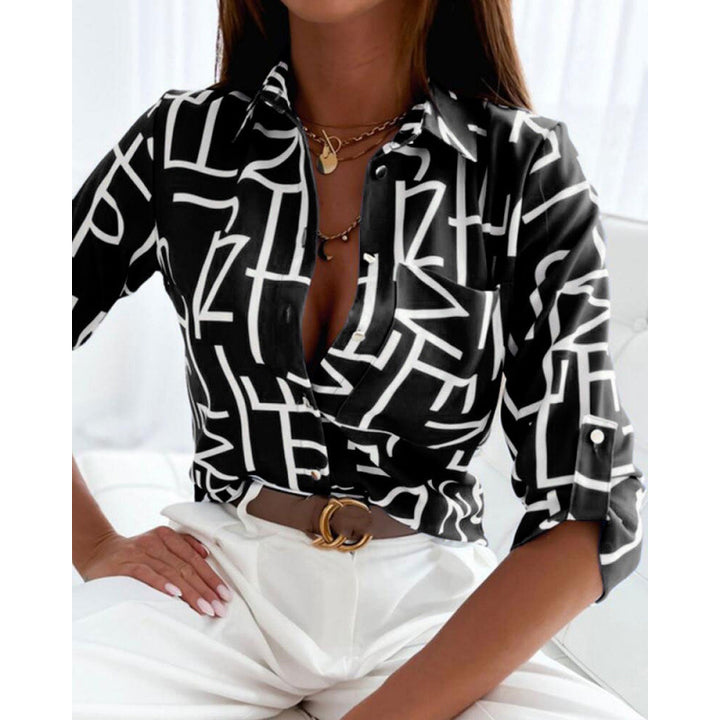 Damen modische Bluse mit künstlerischem Linienstil Echo Archiv