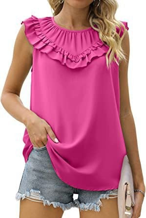 Damen leichtes Rüschenshirt mit elegantem Rundhalsausschnitt Echo Archiv