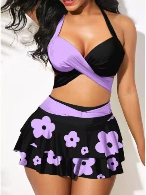 Damen Tankini-Set mit verstellbaren Trägern und schwingendem Rock Echo Archiv