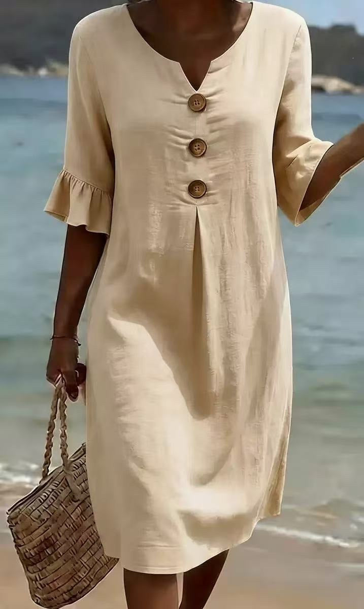 Damen Leichtes Sommerkleid mit Knopfdetails Echo Archiv