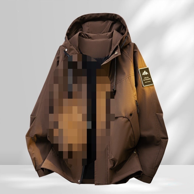 Herren Oversize-Utility-Outdoorjacke mit Kapuze, wattierter Innenlage & Multifunktionstaschen Echoarchiv