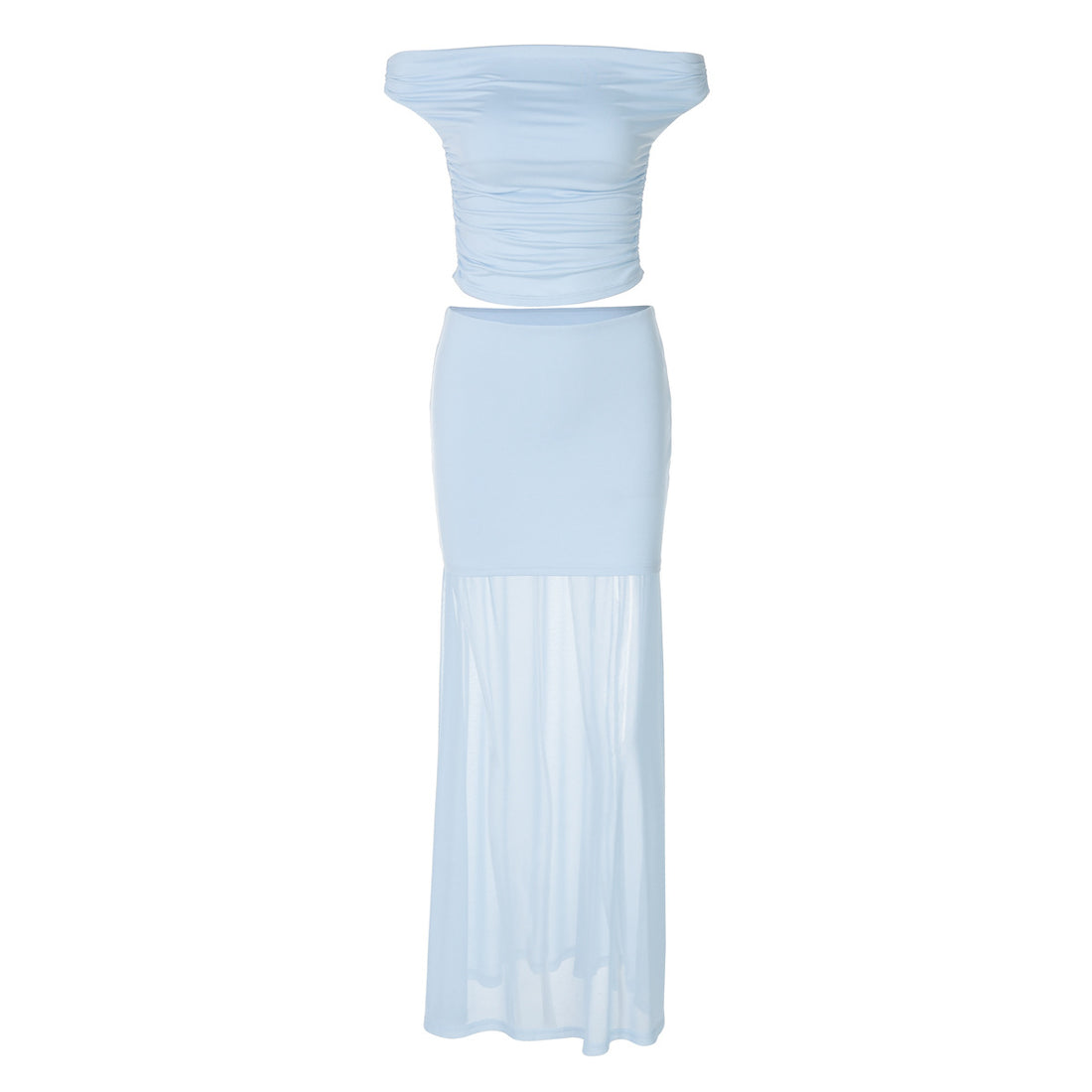Damen Elegantes Off-Shoulder Maxikleid mit gerafftem Oberteil – Valéora