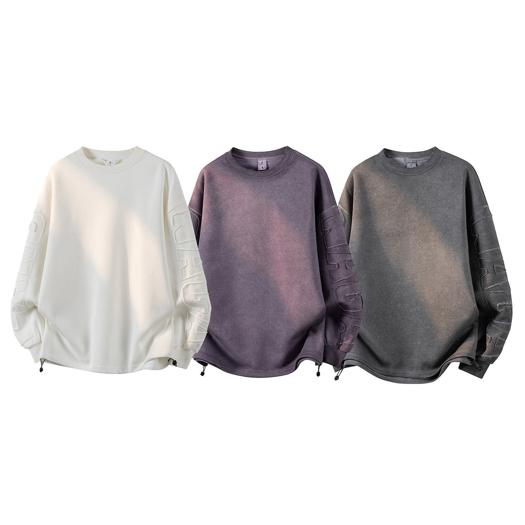 Damen Oversize-Sweatshirt mit gesticktem Schriftzug, abgerundetem Saum & überschnittener Schulter Echoarchiv