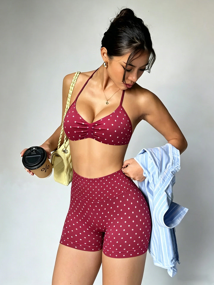 Damen Sportliches Bikini-Set mit hochgeschnittenen Shorts und rüschendetail Echo Archiv