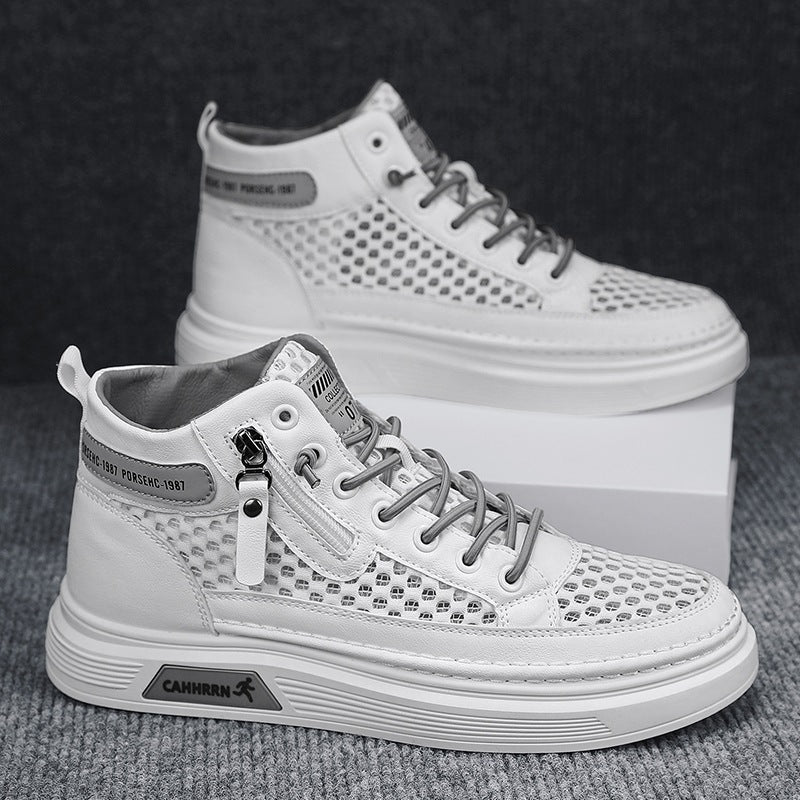 Herren High-Top Sneaker mit luftiger Mesh-Perforation, seitlichem Reißverschluss und dicker Profilsohle Echoarchiv
