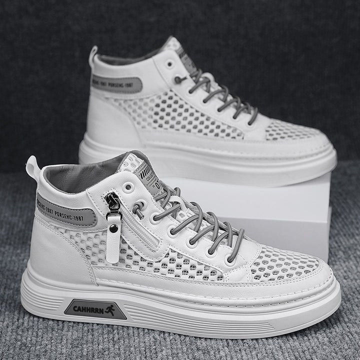 Herren High-Top Sneaker mit luftiger Mesh-Perforation, seitlichem Reißverschluss und dicker Profilsohle Echoarchiv