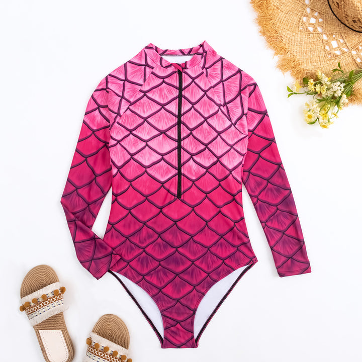 Damen Langarm-Schwimmanzug mit trendigem Fischschuppen-Design Echo Archiv