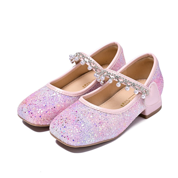 Mädchen Glitzernde Mary Jane Ballerinas mit Perlen und Schleifendekor Echo Archiv