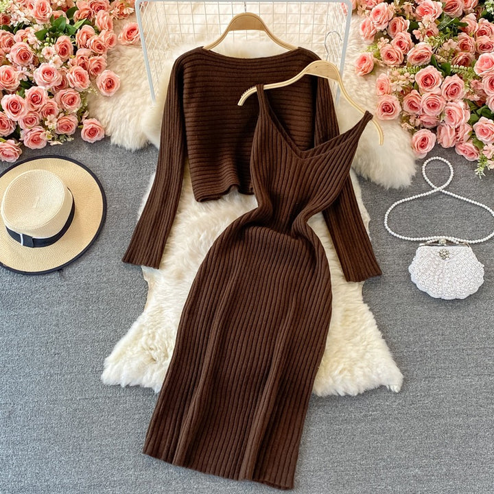Damen Modisches Strickkleid- und Oberteil-Set Echo Archiv