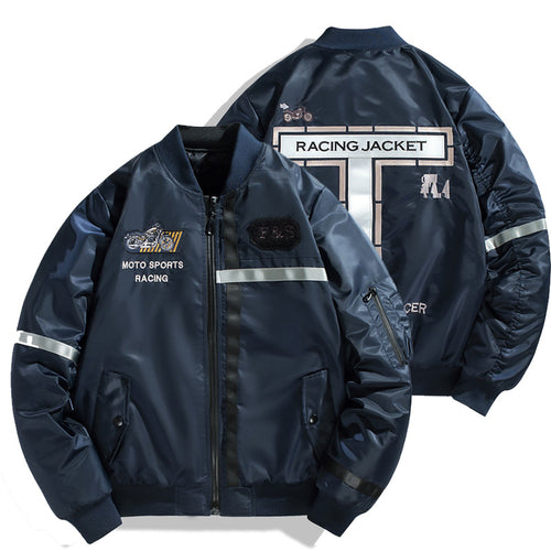Herren Bomberjacke im Fliegerjackenstil mit reflektierenden Streifen, Utility‑Taschen und leichter Thermofütterung Echoarchiv