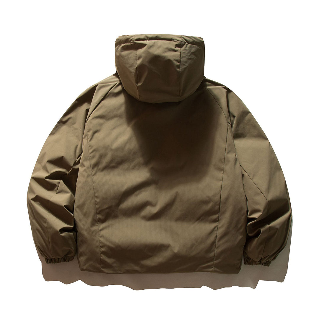 Unisex Boxy wattierte Kapuzenjacke mit Thermoisolierung und elastischen Bündchen Echoarchiv