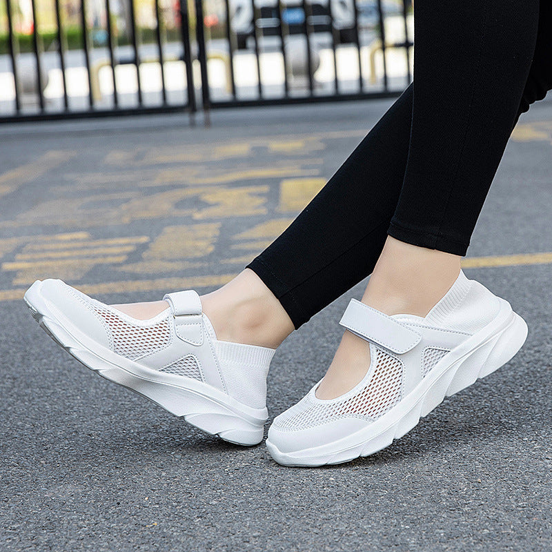 Damen nan Komfort-Riemchen-Sneaker mit Klettverschluss nahtlosem Strickschaft und dämpfender Leichtsohle Echo Archiv