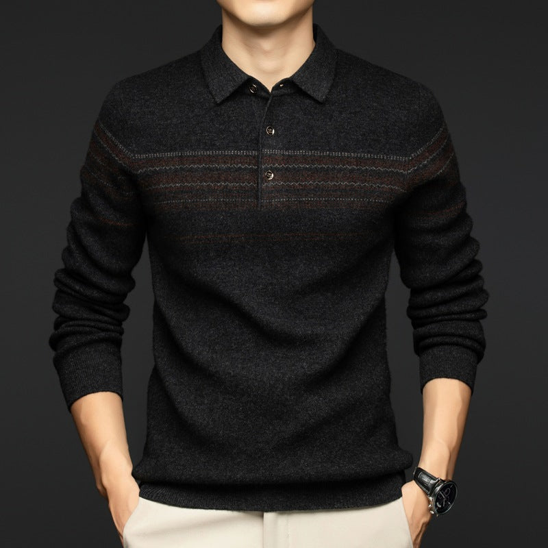 Herren stilvoller Strickpullover mit modernem Kragen und feiner Struktur Echoarchiv