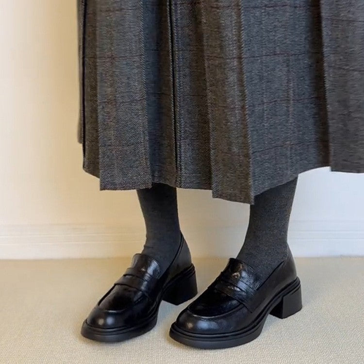 Damen Modische Penny-Loafer mit markanter Plateauprofilsohle und mittelhohem Blockabsatz Echo Archiv