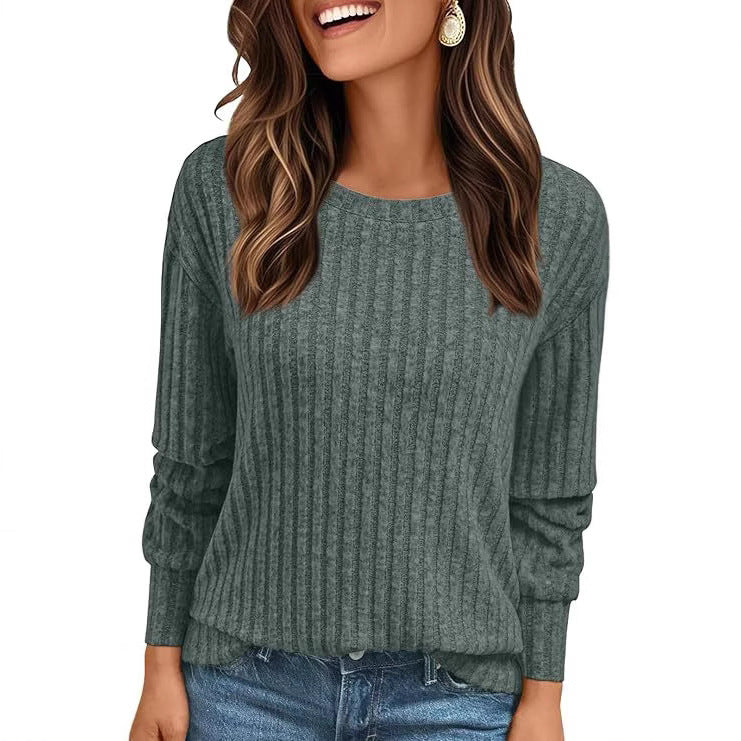 Damen Strukturiertes Rippstrick-Sweatshirt mit Chenille-Optik und lockerer Passform Echo Archiv