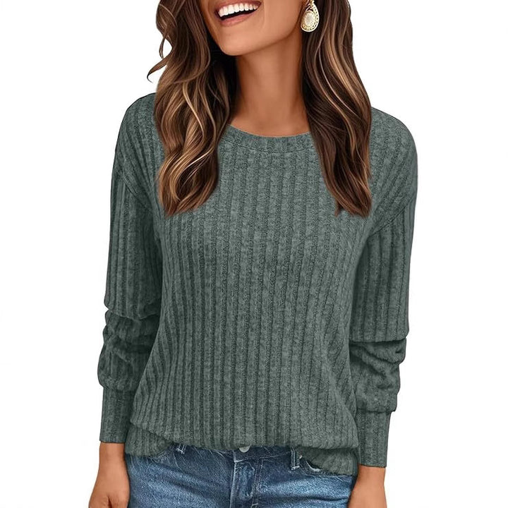 Damen Strukturiertes Rippstrick-Sweatshirt mit Chenille-Optik und lockerer Passform Echo Archiv