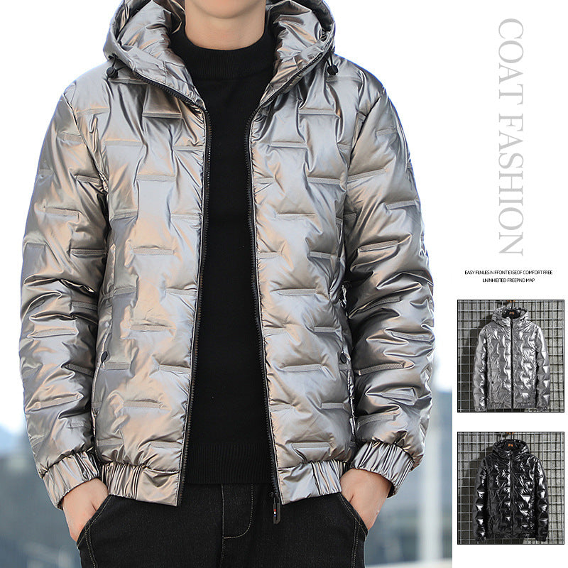 Herren Leichte gesteppte Kapuzen‑Steppjacke mit glänzender Oberfläche und elastischen Bündchen Echo Archiv