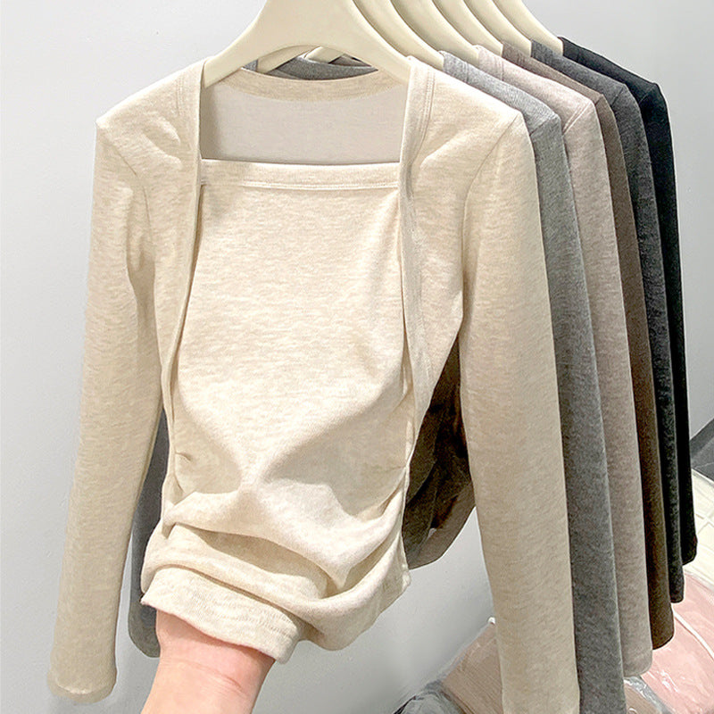 Damen Elegantes Langarmoberteil mit quadratischem Ausschnitt Echo Archiv