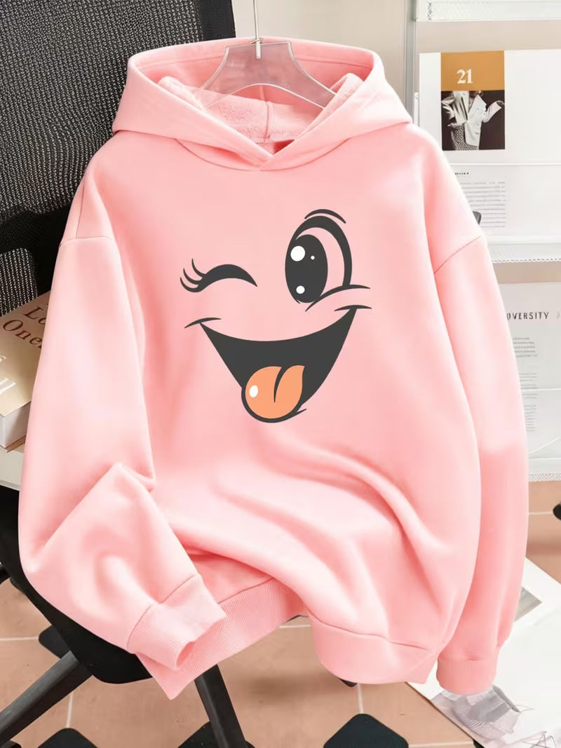 Damen Lustiger Kapuzenpullover mit einzigartigem Emoji-Design Echoarchiv
