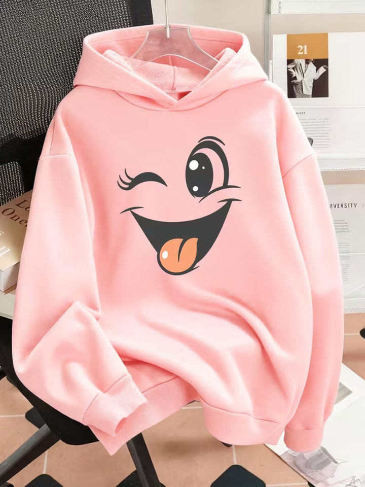 Damen Lustiger Kapuzenpullover mit einzigartigem Emoji-Design Echoarchiv