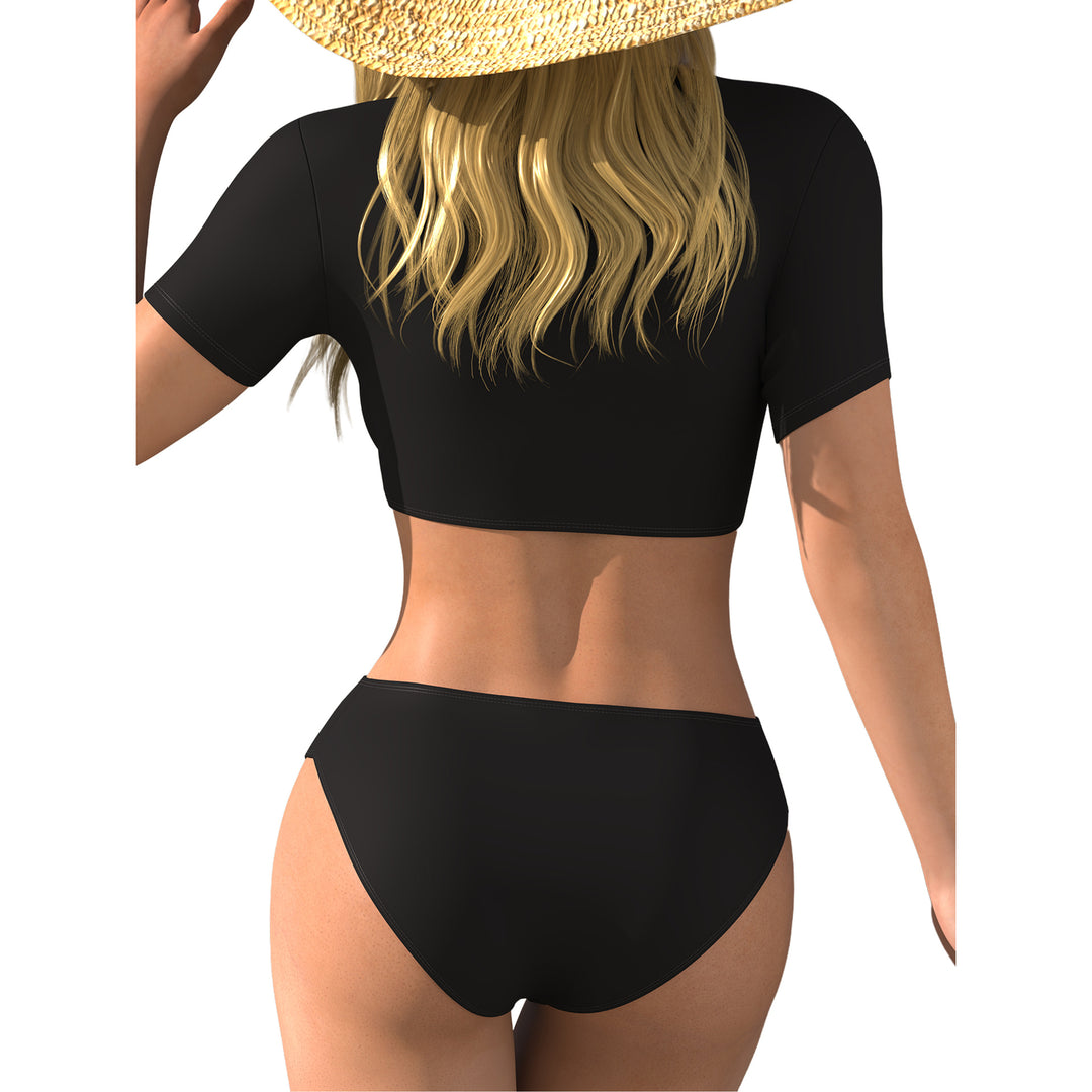 Damen Bikini-Oberteil mit Wickelschnitt und kurzen Ärmeln Echo Archiv