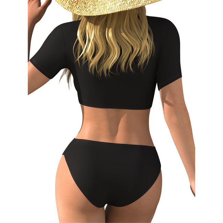 Damen Bikini-Oberteil mit Wickelschnitt und kurzen Ärmeln Echo Archiv