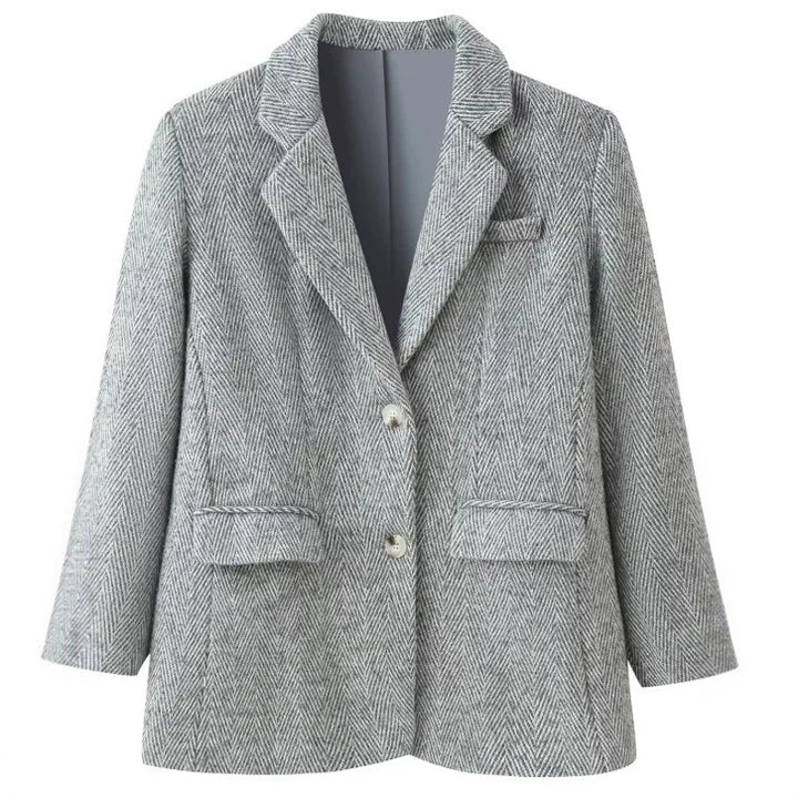 Damen Zweiteiliges Tweed-Blazer- und Culotte-Set mit Fischgrätstruktur Echo Archiv