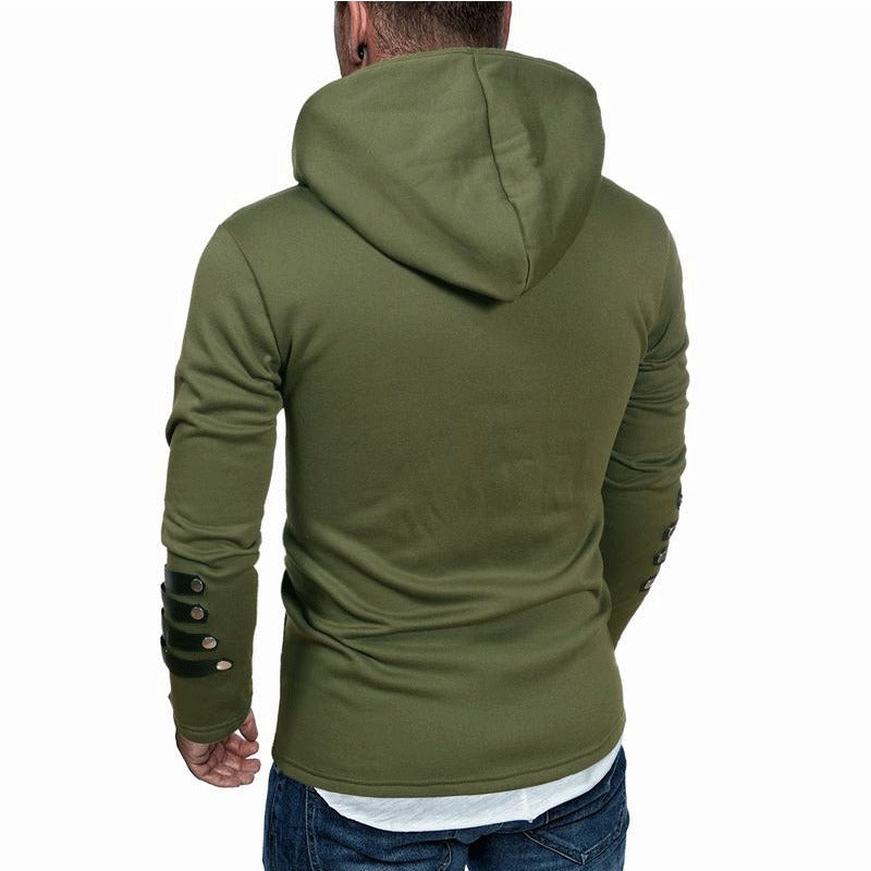 Herren lässiger Hoodie mit Lederakzenten Echoarchiv