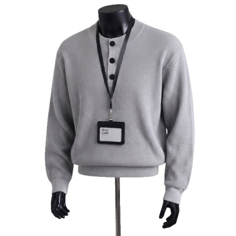 Herren Grobstrickpullover mit Knopfleiste – Norvane