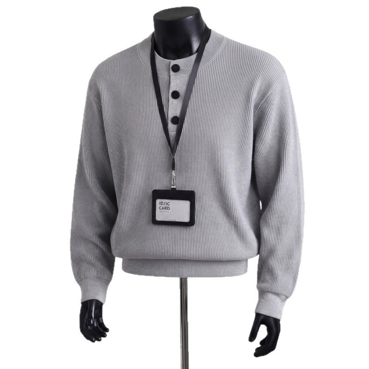 Herren Grobstrickpullover mit Knopfleiste – Norvane