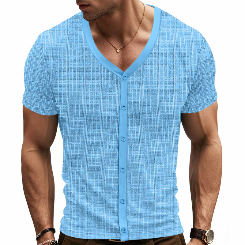 Herren kurzärmliges Cardigan Hemd Echoarchiv