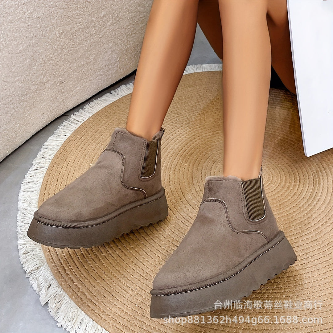 Damen Gefütterte Chelsea-Winterbooties mit elastischem Einsatz und Teddyfellfutter – Lioré