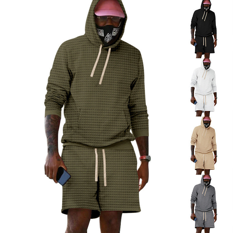 Herren Sportiv gestepptes Hoodie- und Shorts-Set Echoarchiv