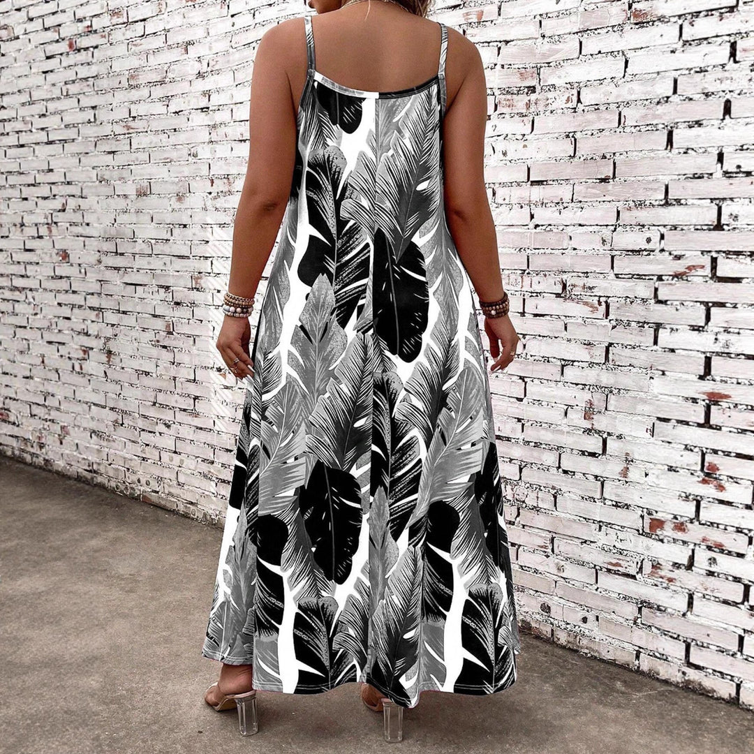 Damen Maxikleid mit aufregendem Blattmuster und schmalen Trägern Echo Archiv