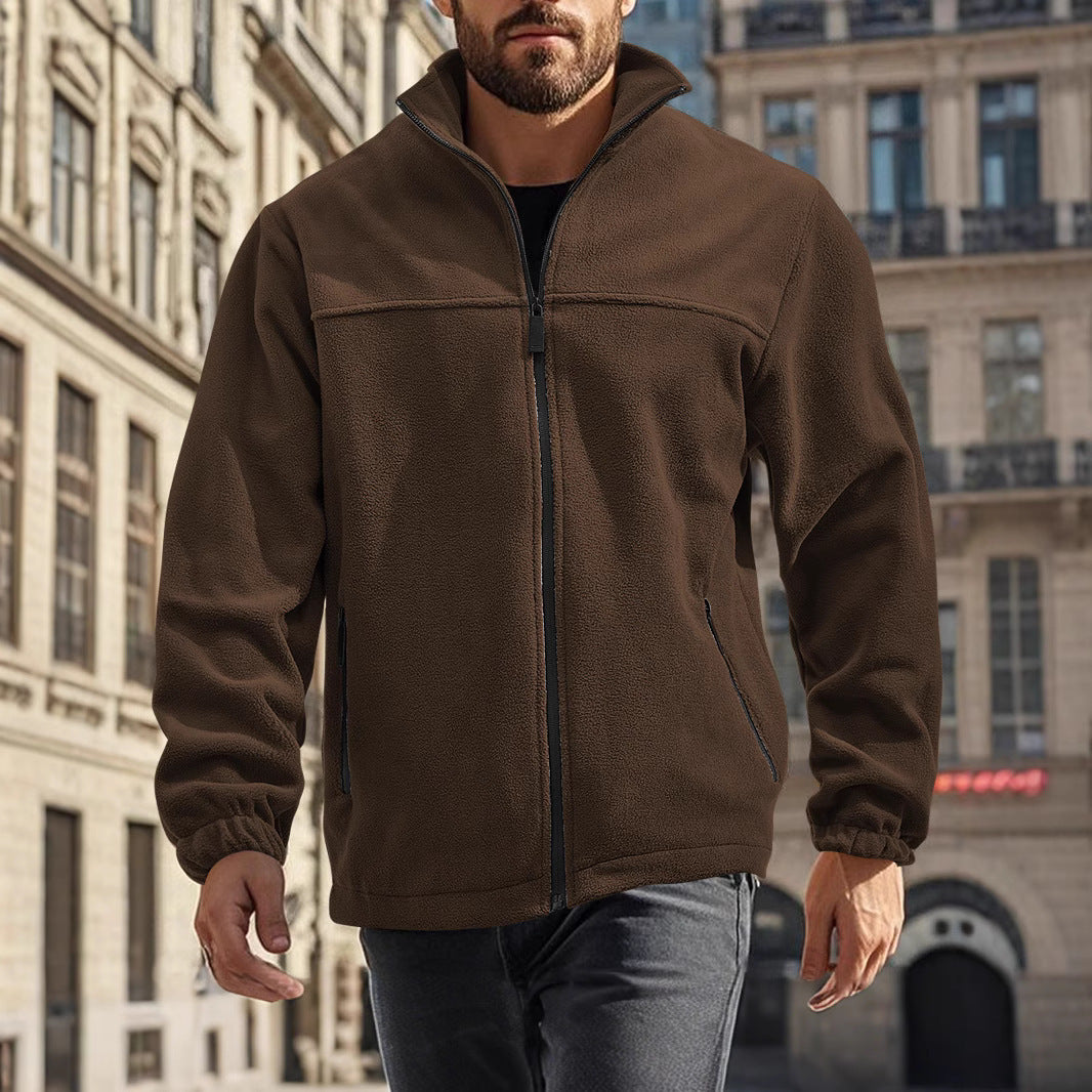 Herren Fleecejacke mit praktischen Taschen und Stehkragen Echoarchiv